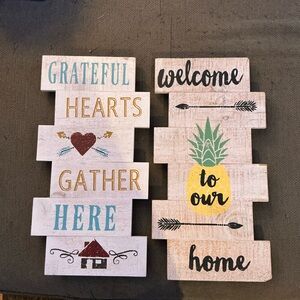 Rustic Welcome and Grateful Hearts Wall Decor Set